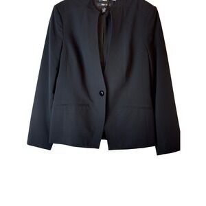 Style & Co‎ Womens Black Stretch Blazer Jacket Single Button Collarless